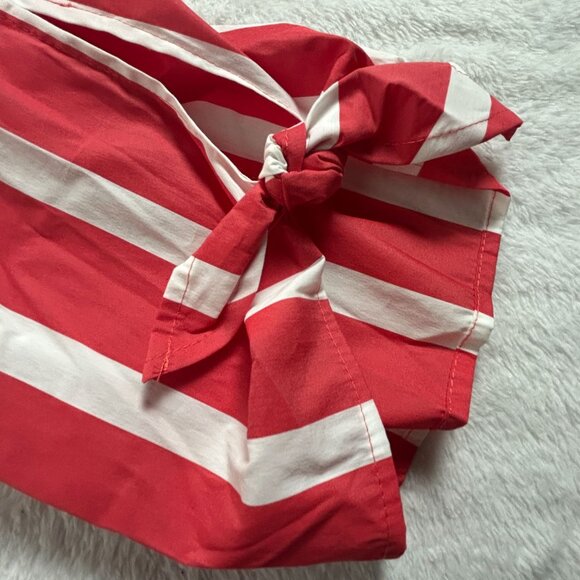 Trina Turk Womens Red & White Striped Split Neck Tie-Sleeve Blouse Top XS Casual - Picture 5 of 8